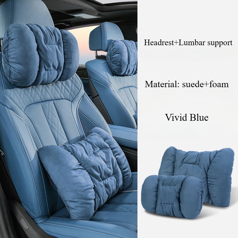 Bolster Pillow Long - Plush Suede Car Headrest Pillow and