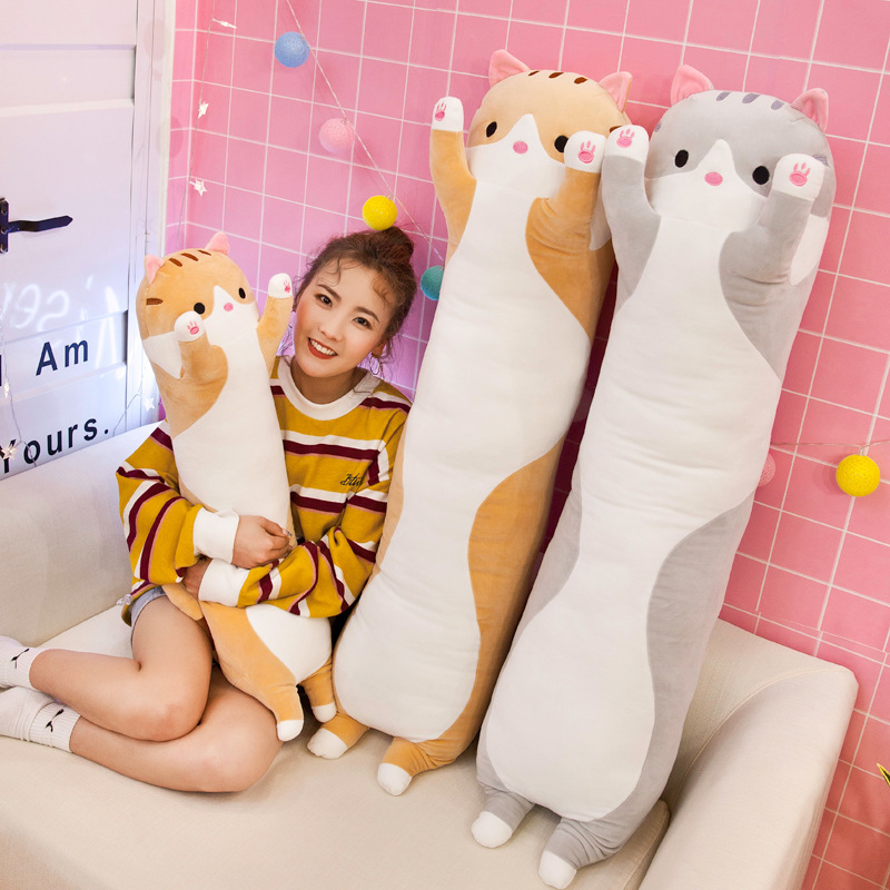 Long Body Cat Plush Pillow Sof - Bolster Pillow Long ulasan dan harga