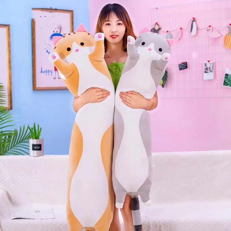 Long Body Cat Plush Pillow Sof - Bolster Pillow Long ulasan dan harga
