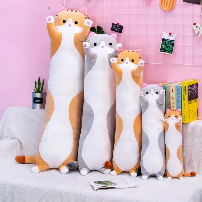 Long Body Cat Plush Pillow Sof - Bolster Pillow Long ulasan dan harga