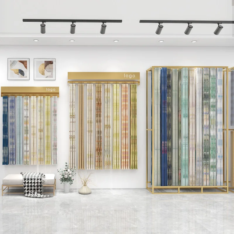 Curtain shop large display rac - Home Textiles Exhibition ulasan dan harga