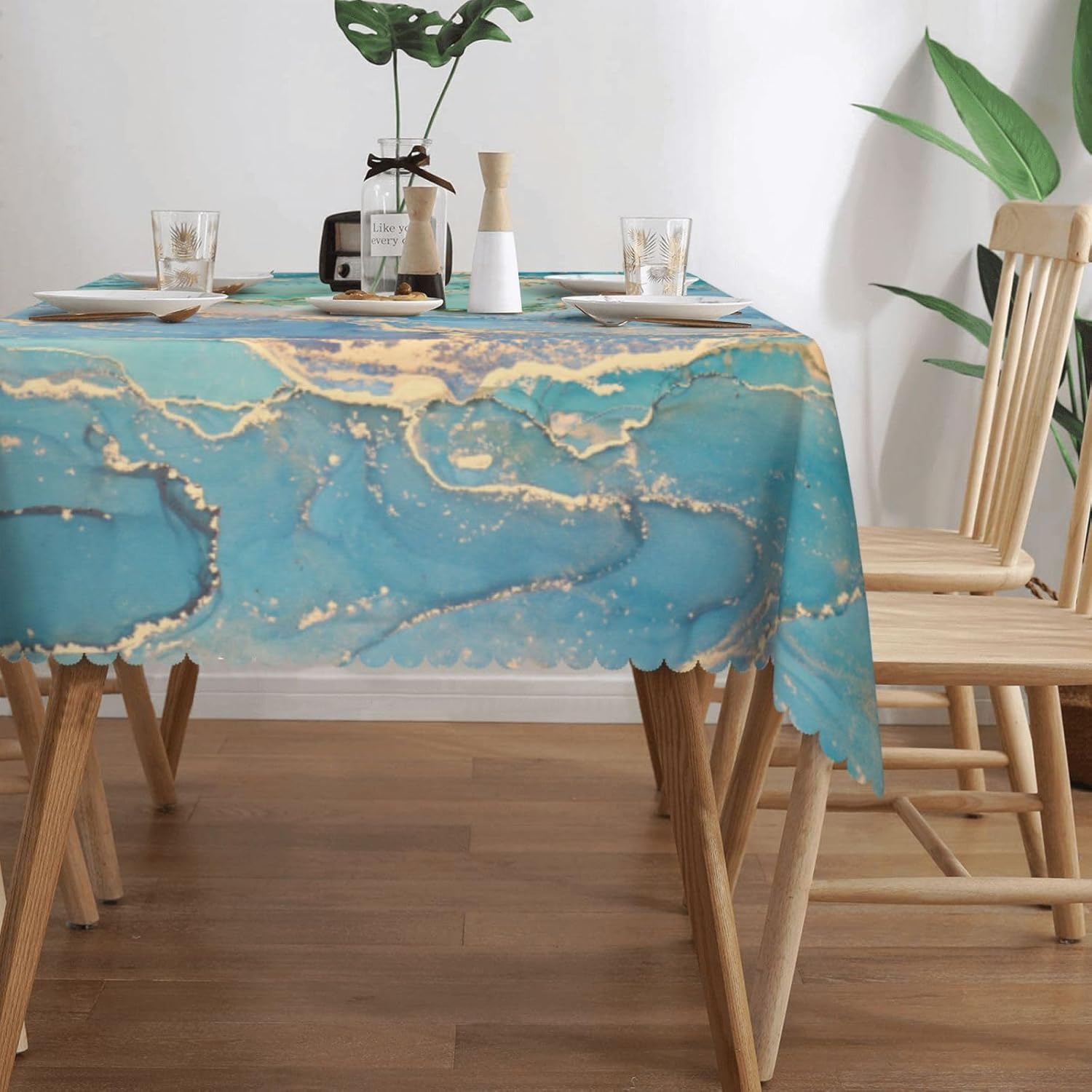 Luxury Teal Marble Fluid Table - Home Textiles Premium ulasan dan harga